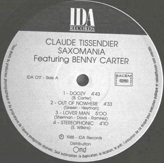 Claude Tissendier / Saxomania Featuring Benny Carter : Featuring Benny Carter (LP, Album)