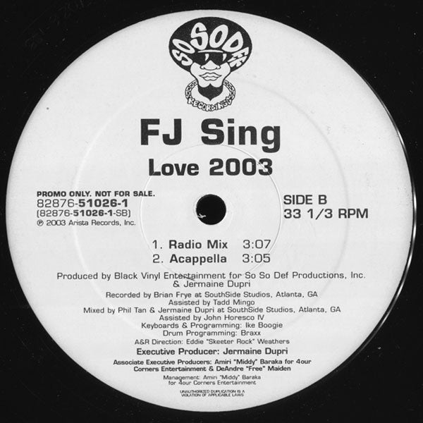 FJ Sing : Love 2003 (12", Promo)