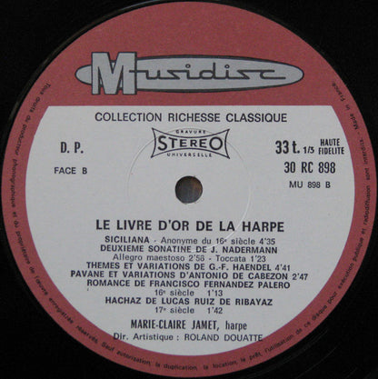 Marie-Claire Jamet : Le Livre D'or De La Harpe (LP, RE)