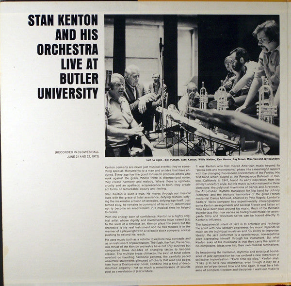 Stan Kenton And His Orchestra : Live At Butler University (2xLP, Quad)