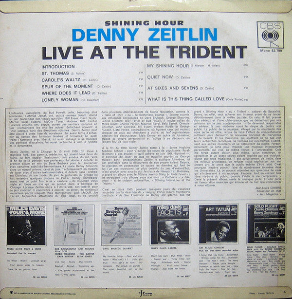 Denny Zeitlin : Shining Hour - Live At The Trident (LP, Album, Mono)