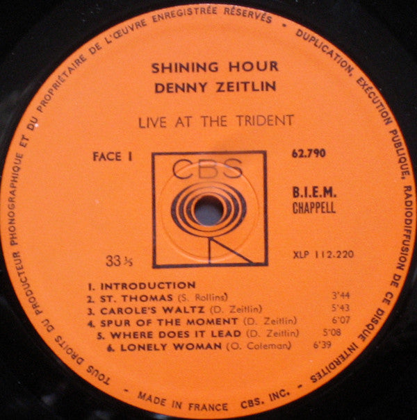 Denny Zeitlin : Shining Hour - Live At The Trident (LP, Album, Mono)