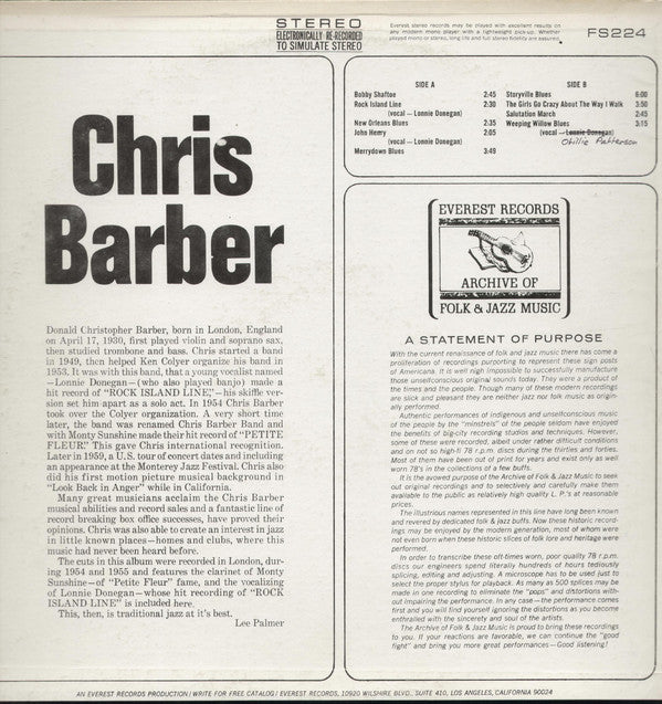 Chris Barber With Guest Artist Lonnie Donegan : Chris Barber With Guest Artist Lonnie Donegan (LP, Comp, RM)