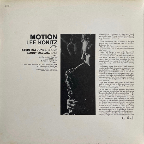 Lee Konitz : Motion (LP, Album, RE, Gat)