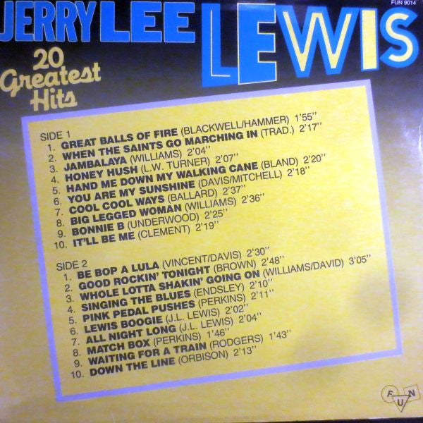 Jerry Lee Lewis : 20 Greatest Hits (LP, Comp)