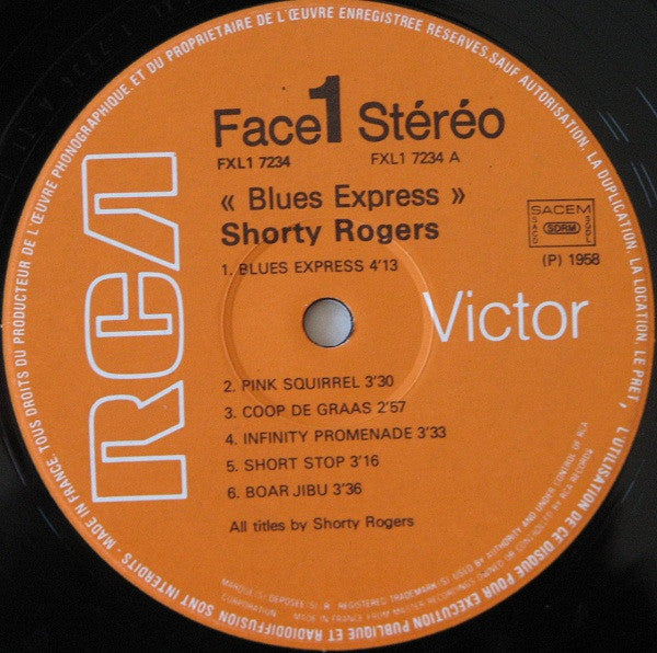 Shorty Rogers : Blues Express (LP, Album, RE, Gat)