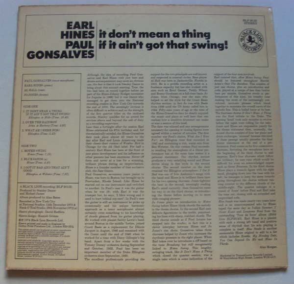Earl Hines & Paul Gonsalves : It Don't Mean A Thing If It Ain't Got That Swing! (LP, Album)