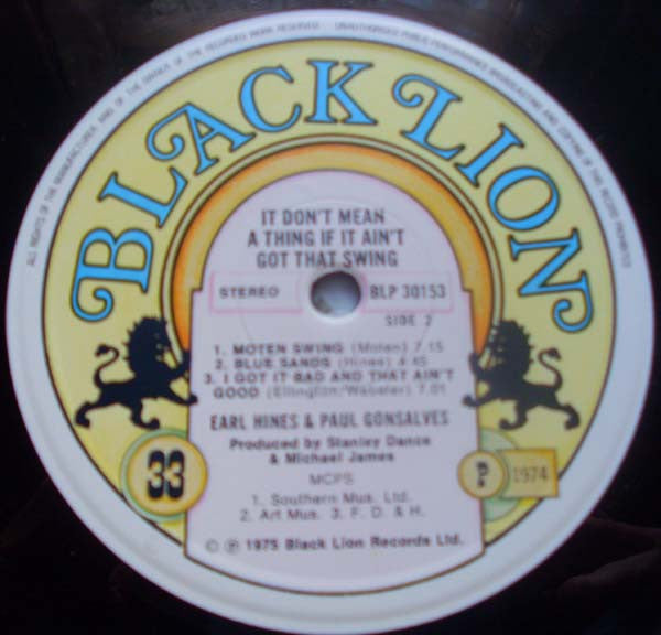 Earl Hines & Paul Gonsalves : It Don't Mean A Thing If It Ain't Got That Swing! (LP, Album)
