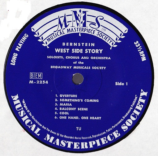 The Broadway Musicals Society : West Side Story - Soloists, Chorus And Orchestra Of The Broadway Musicals Society (LP)