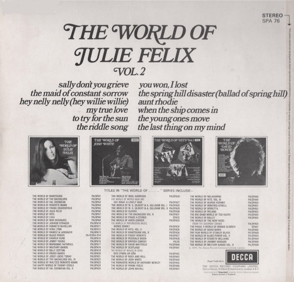 Julie Felix : The World Of Julie Felix Vol. 2 (LP, Comp)