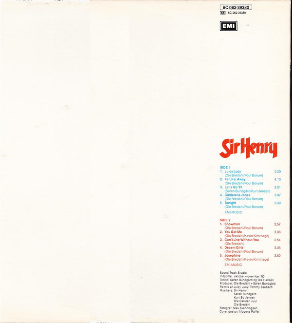Sir Henry & His Butlers : Sir Henry (LP, Album)