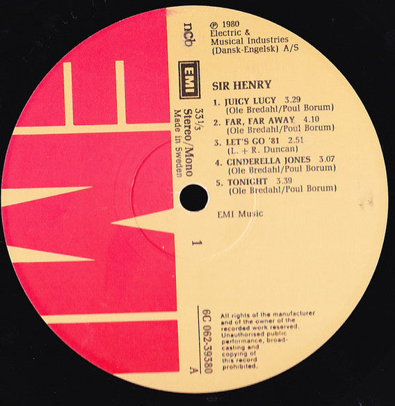 Sir Henry & His Butlers : Sir Henry (LP, Album)