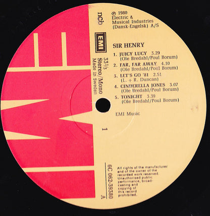Sir Henry & His Butlers : Sir Henry (LP, Album)