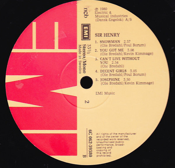 Sir Henry & His Butlers : Sir Henry (LP, Album)