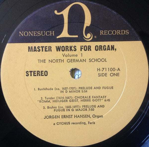 Jørgen Ernst Hansen : Master Works For Organ Volume 1 - The North German School (LP, RP)