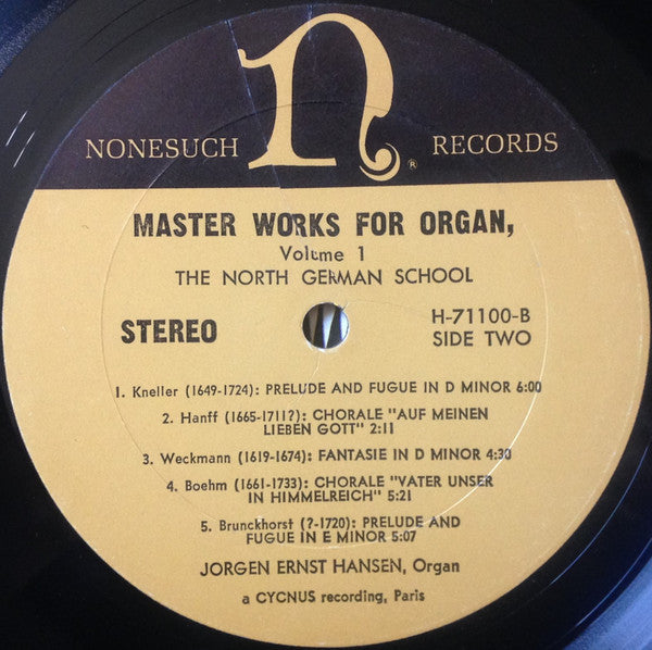 Jørgen Ernst Hansen : Master Works For Organ Volume 1 - The North German School (LP, RP)