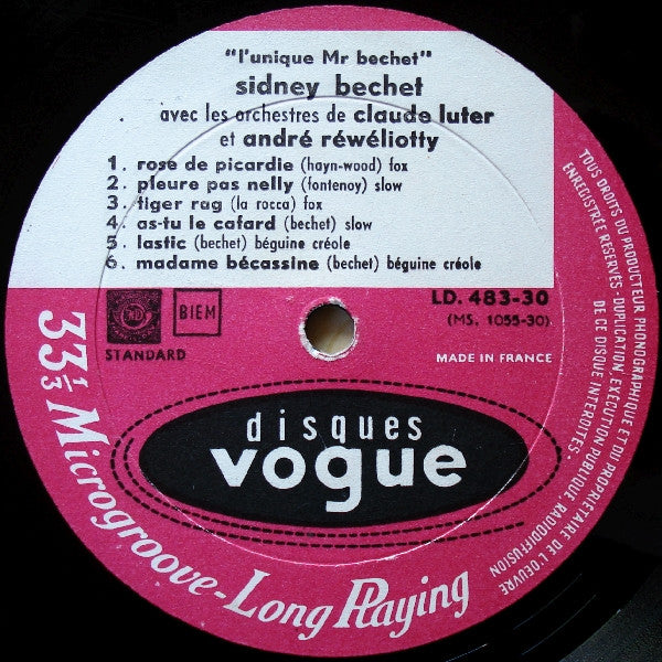 Sidney Bechet : L'Unique Mr Bechet (LP, Album, Mono, RE)