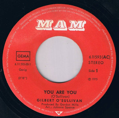 Gilbert O'Sullivan : You Are You (7", Single)