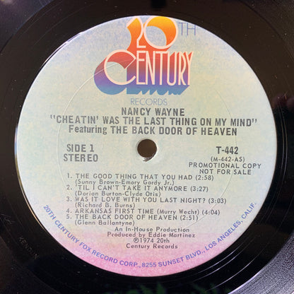 Nancy Wayne : Cheatin' Was The Last Thing On My Mind (LP, Album, Promo, San)