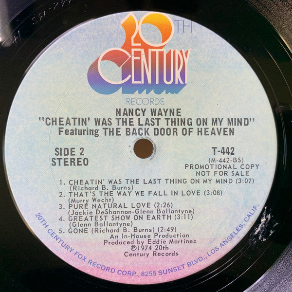 Nancy Wayne : Cheatin' Was The Last Thing On My Mind (LP, Album, Promo, San)