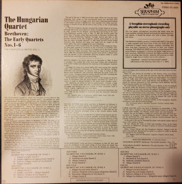 Ludwig van Beethoven, The Hungarian Quartet : The Early Quartets (The Complete String Quartets, Vol. 1: Nos. 1-6) (3xLP + Box)