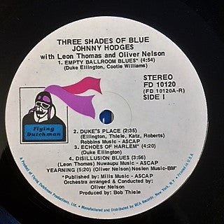 Johnny Hodges With Leon Thomas And Oliver Nelson : 3 Shades Of Blue (LP, Album, RE)