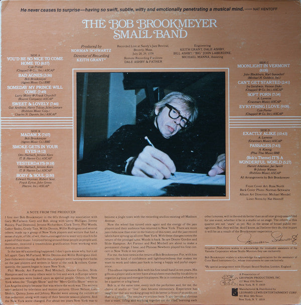 Bob Brookmeyer : The Bob Brookmeyer Small Band (2xLP, Album)