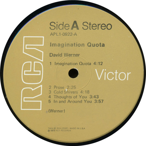 David Werner : Imagination Quota (LP, Album, Ind)