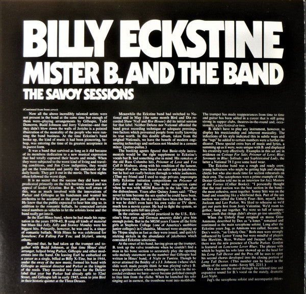 Billy Eckstine : Mister B. And The Band (The Savoy Sessions) (2xLP, Comp, Mono, RE)