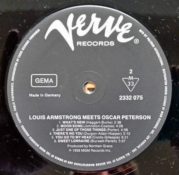 Louis Armstrong Meets Oscar Peterson : Louis Armstrong Meets Oscar Peterson (LP, Album, RE)