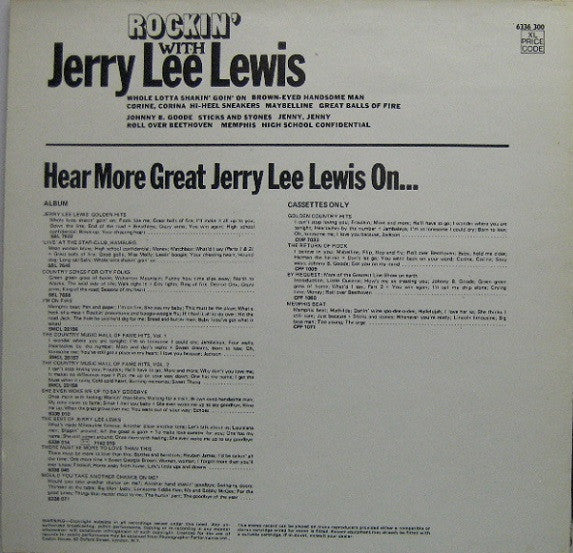 Jerry Lee Lewis : Rockin' With Jerry Lee Lewis (LP, Comp)