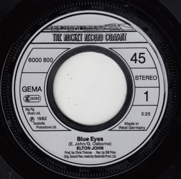 Elton John : Blue Eyes (7", Single)