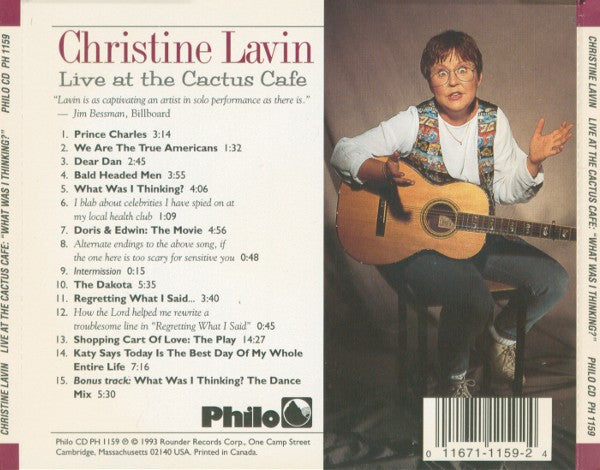 Christine Lavin : Live At The Cactus Cafe (What Was I Thinking?) (CD, Album)