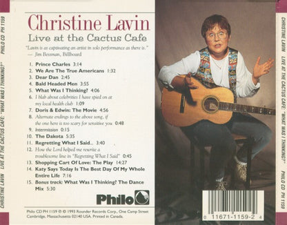 Christine Lavin : Live At The Cactus Cafe (What Was I Thinking?) (CD, Album)