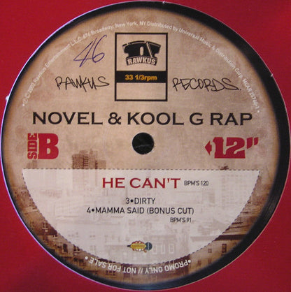 Novel & Kool G Rap : He Can't (12", Promo)