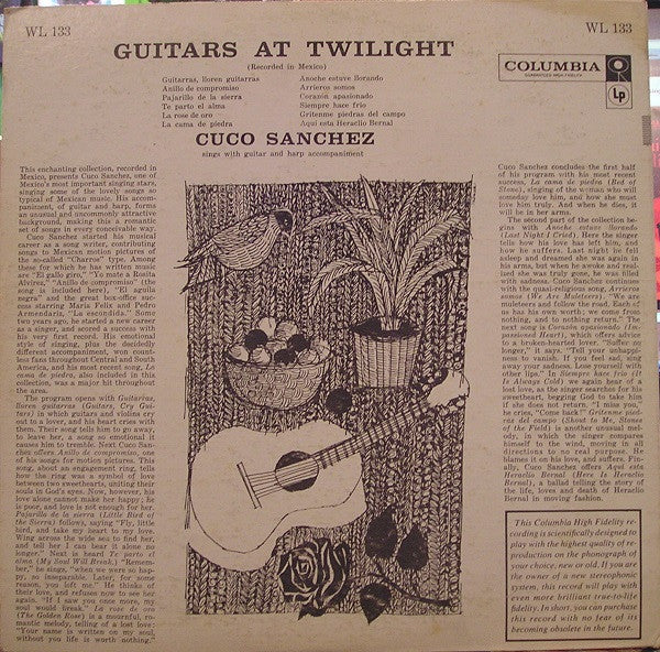 Cuco Sanchez : Guitars At Twilight - Cuco Sanchez Sings With Guitar And Harp Accompaniment (LP, Album)