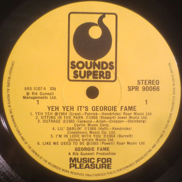 Georgie Fame : Yeh, Yeh It's Georgie Fame (LP, Comp, RE, RP)