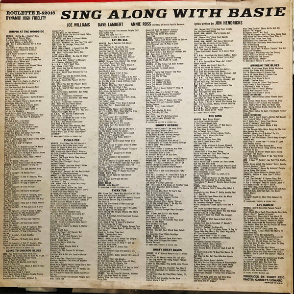 Joe Williams, Dave Lambert (3), Jon Hendricks, Annie Ross Plus Count Basie Orchestra : Sing Along With Basie (LP, Album, Mono)