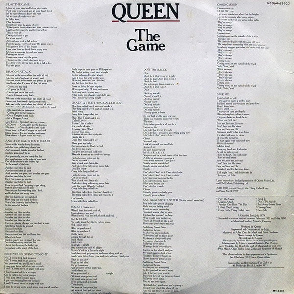 Queen : The Game (LP, Album, Foi)