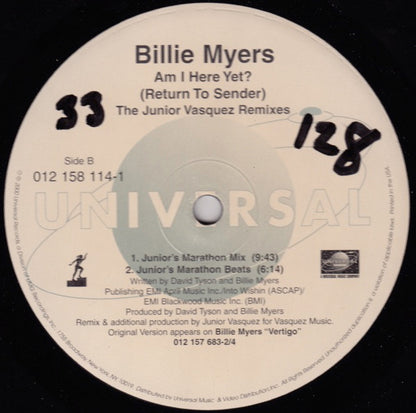 Billie Myers : Am I Here Yet? (Return To Sender) The Junior Vasquez Remixes (12")