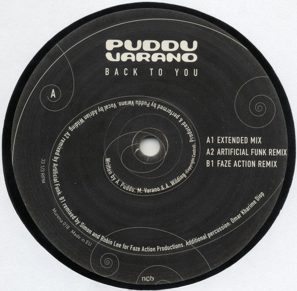 Puddu Varano : Back To You (12")