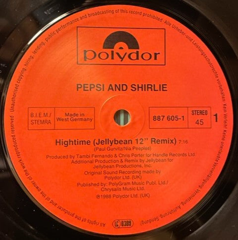 Pepsi & Shirlie : Hightime (12", Maxi)