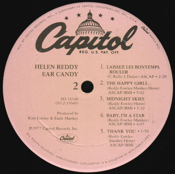 Helen Reddy : Ear Candy (LP, Album, Gol)