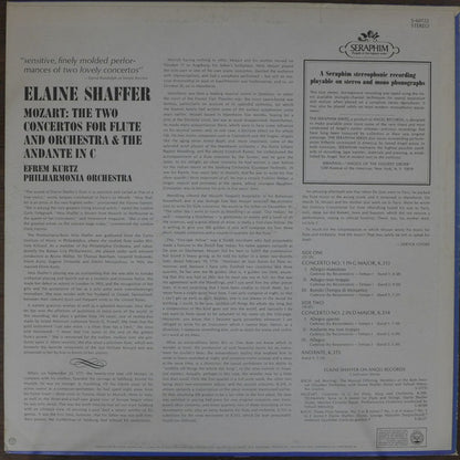 Wolfgang Amadeus Mozart - Elaine Shaffer, Efrem Kurtz, Philharmonia Orchestra : The Two Concertos For Flute & Orchestra & The Andante In C (LP, RE)