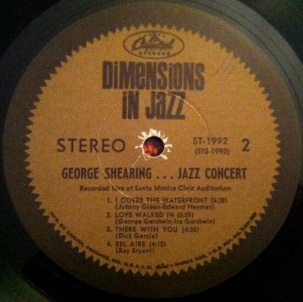 The George Shearing Quintet : Jazz Concert (LP, Album, Scr)