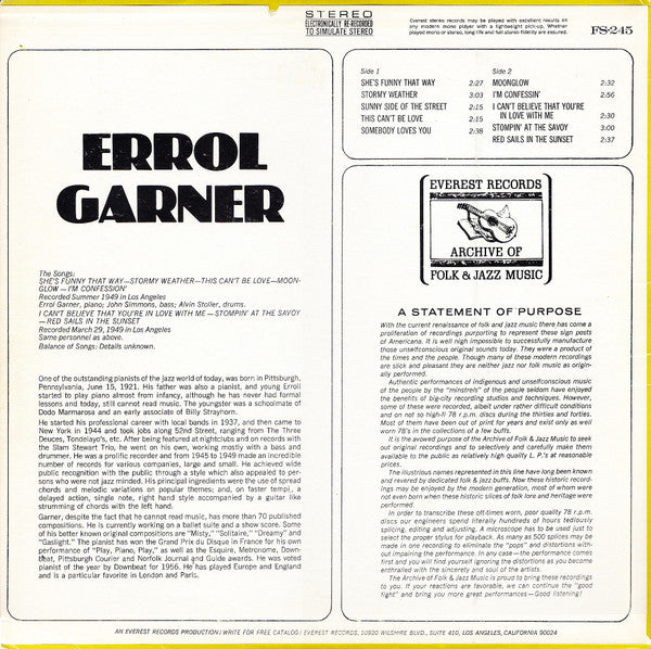 Erroll Garner : Errol Garner (LP, Comp)