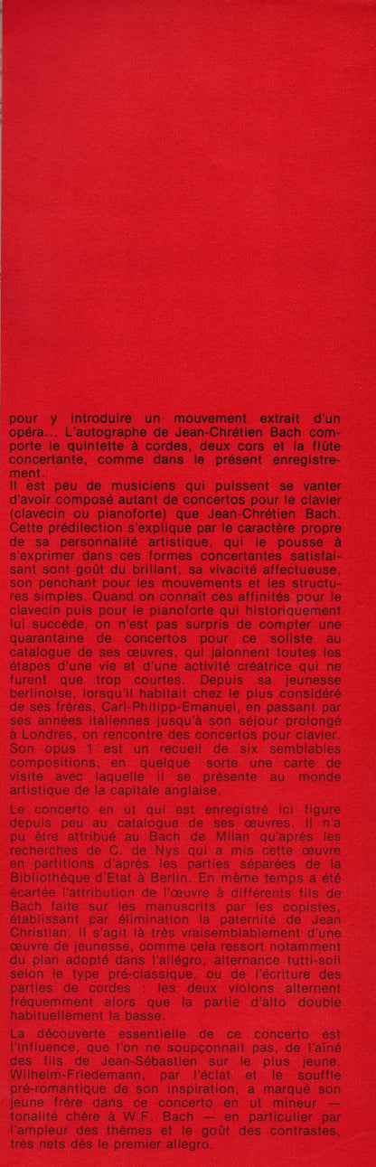 Johann Christian Bach - Orchestra Dell'Angelicum Di Milano Dir. Umberto Cattini : Concerto Pour Hautbois Et Orchestre En Fa Majeur - Concerto Pour Flûte Et Orchestre En Ré Majeur - Concerto Pour Clavecin Et Orchestre En Do Mineur (LP, Album, RE)
