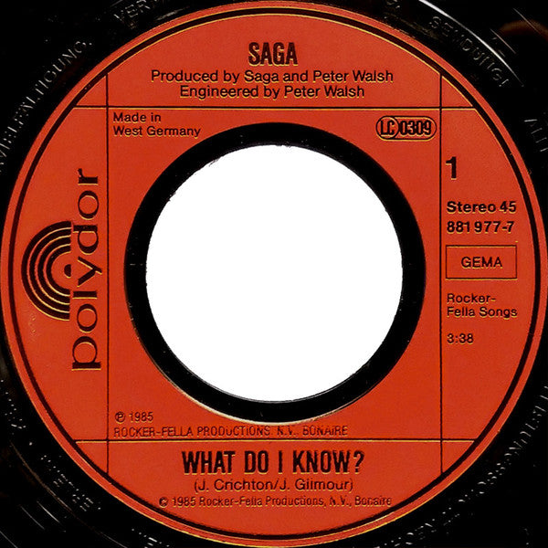 Saga (3) : What Do I Know? (7", Single)