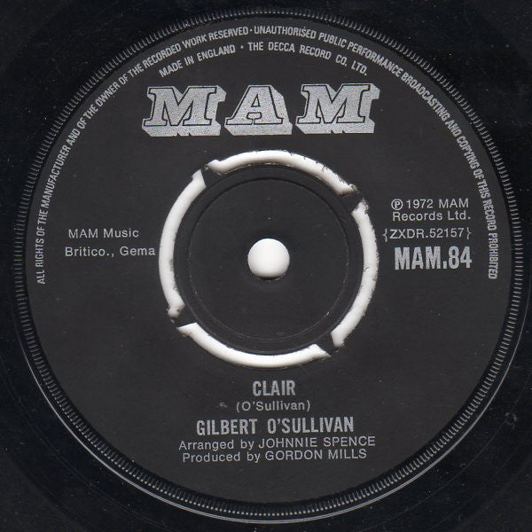 Gilbert O'Sullivan : Clair (7", Single)