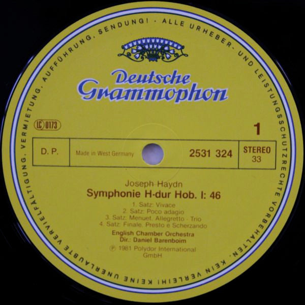 Joseph Haydn, English Chamber Orchestra, Daniel Barenboim : Symphonie Nr. 46 • Symphonie Nr. 47 (LP, Album)